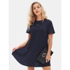 EXLURA Womens Summer Casual Short Sleeve Dress Crewneck Tshirt Dresses Pleated Aline Mini Dress 2025 Vacation Beach Sundress - 2 of 4