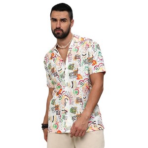 Campus Sutra Men Men's Multicolour Mesh Graphic Shirt - 1 of 3