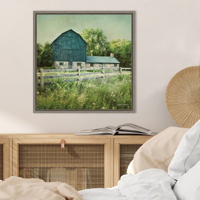 Blissful Country Barn Summer Framed Canvas Wall Art
