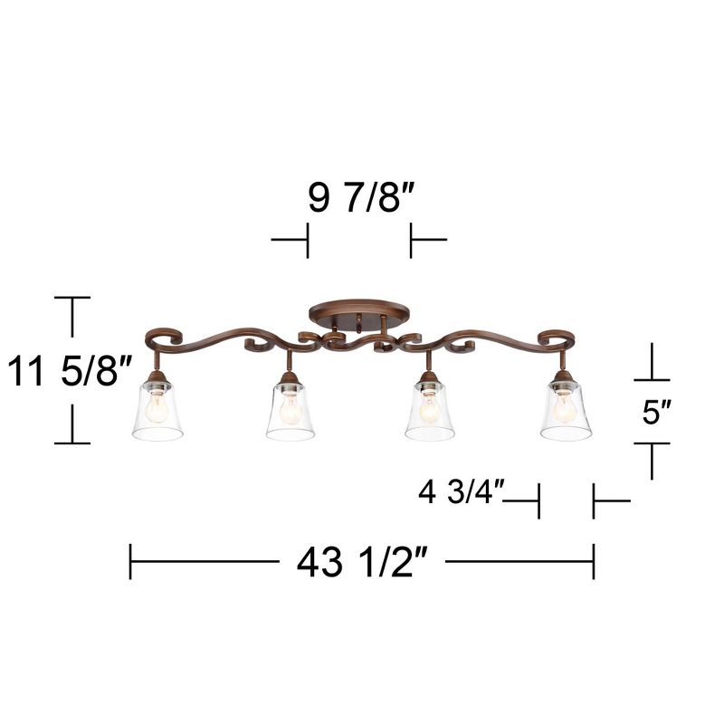 Pro Track Myrna 4-Head Ceiling or Wall Track Light Fixture Kit Directional Brown Bronze Finish Glass Modern Scroll Kitchen Bathroom 43 1/2" Wide, 4 of 8