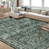 Washable Vintage Floral Distressed Rug Non Slip Low Pile Rug Soft Throw Floor Cover Foldable Indoor Carpet for Living Room Bedroom - 2 of 4