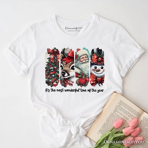It's Most Wonderful Time Of The Year T‑Shirt, Reindeer, Santa, Snowman Vintage Tee for Christmas White 3XL - 1 of 4