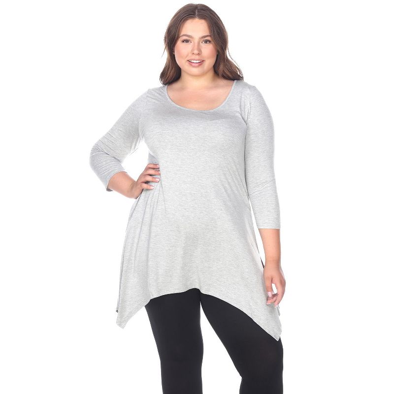 Women's Plus Size 3/4 Sleeve Makayla Tunic Top with Pockets - White Mark, 1 of 4