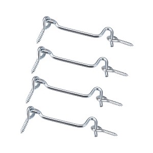 Unique Bargains Carbon Steel Cabin Eye Latch Gate Door Swivel Hook with Mounting Screws 4 Pcs - 1 of 4