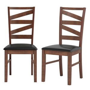Tangkula Dining Chairs Set of 2 Rubber Wood Legs Faux Leather Upholstered Seat Armless - 1 of 4