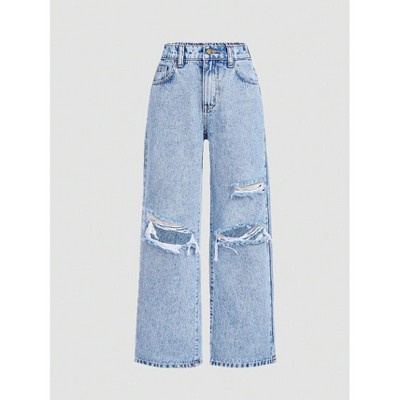 Mocamel Y2K Wide Leg Ripped Jeans for Girls - Spring/Summer Beach & Concert Outfits