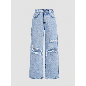 Mocamel Y2K Wide Leg Ripped Jeans for Girls - Spring/Summer Beach & Concert Outfits - 1 of 4