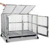 48" Heavy-Duty Mobile Dog Cage with Locking Wheels, Sturdy and Durable Stainless Steel Kennel Cage, with Double Doors and a Removable Tray, Foldable - 2 of 4