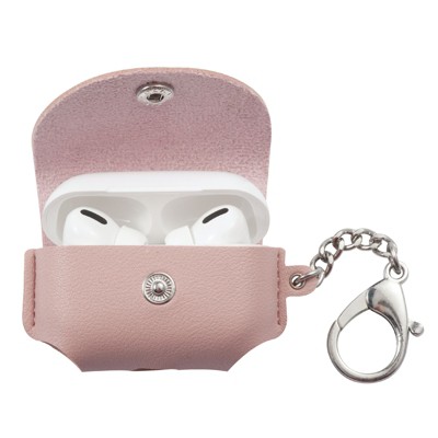 Insten Leather Case Compatible with AirPods Pro - Protective Carrying Cover with Keychain, Pink