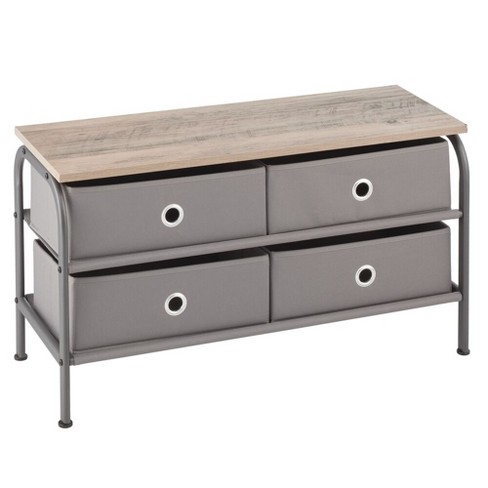 Mdesign Storage Bench With 4 Drawers Wood Top Dark Gray Gray Target