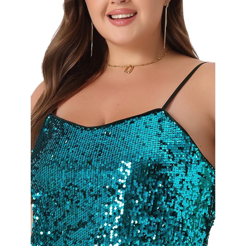 Agnes Orinda Women's Plus Size Sequined Shining Club Party Sparkle Cami Camisoles, 5 of 6