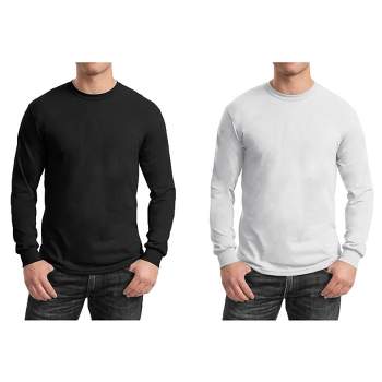 Galaxy By Harvic Men's Cotton-Blend Long Sleeve Crew Neck Tee 2-Pack