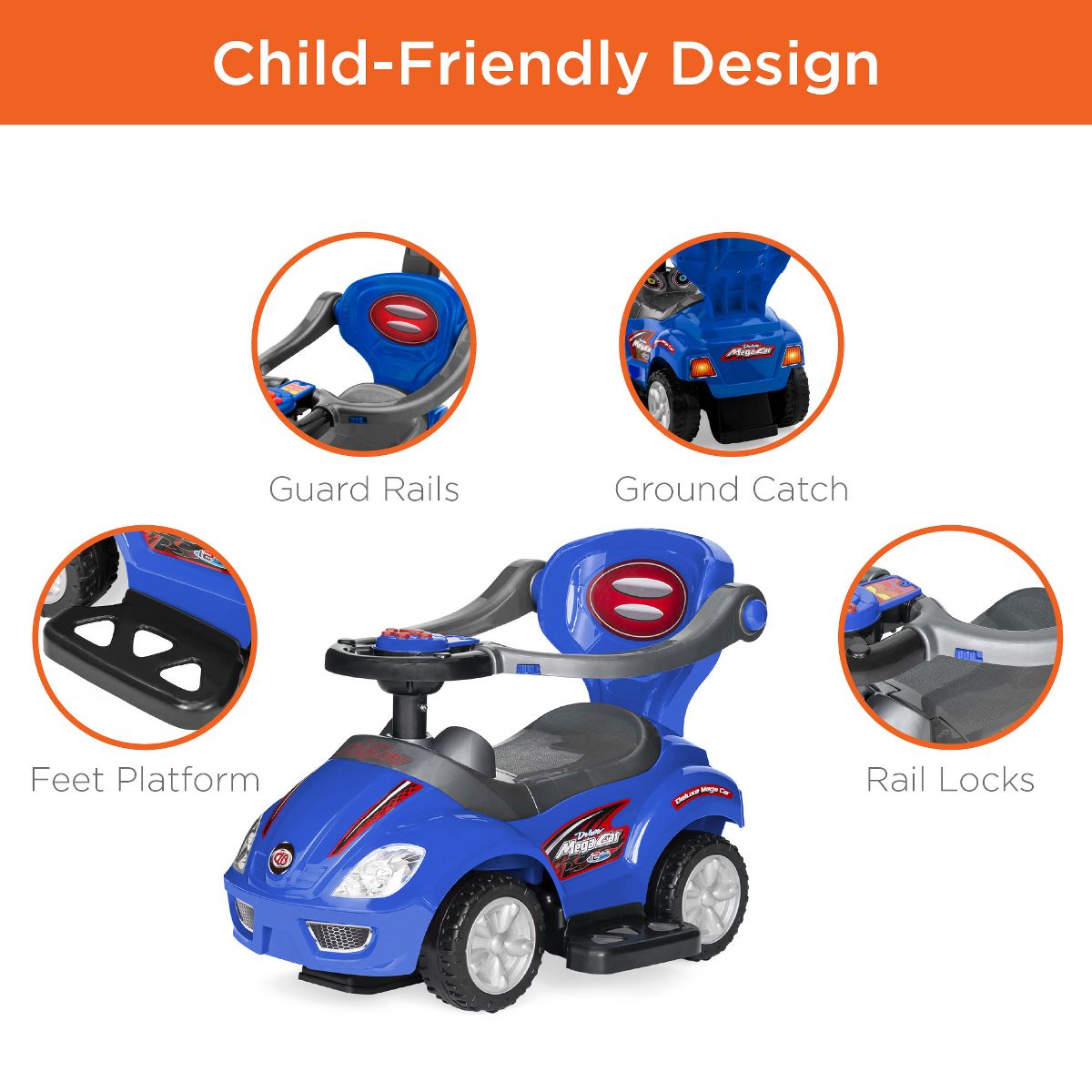 Best Choice Products 3-in-1 Kids Push and Pedal Toddler Ride On Wagon Play Toy Stroller w/ Sounds, Handle, Horn - Red - thumbnail 10