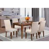 HomeStock 7-Pc Rectangle Mahogany Finish Solid Wood Top Dining Table with 6 Parson-Chairs - 2 of 4