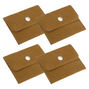 Unique Bargains Earrings Necklaces Rings Velvet Pouches Snap Button Portable Jewelry Storage Bag 4 Pcs - 1 of 4