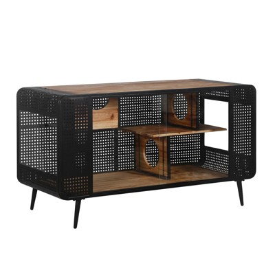 VisioGear Spacious Cat House with Glass for Living Room, Hallway, Study and Other Space, Black&Brown, 55.12"*22.83"*29.92"