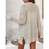 Womens Cardigans with Pocket Long Sleeve Sweater Jacket Open Front Crochet Knit Sweater Coat Cardigan Ribbed Knit Sweater Sweater Coats - 2 of 4