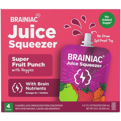 Brainiac Fruit Punch Juice Squeezer 4pk 5 Fl Oz Pouches Target