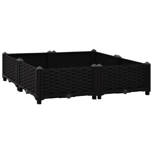 vidaXL 31.5" Rectangular Black Raised Bed - Sturdy Polypropylene Outdoor Planter for Flowers, Herbs, Vegetables - Versatile and Easy to Assemble - 1 of 4