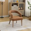 CAVINAS PU Leather Accent Chair with Weathered Solid Wood Legs and Open Back,Upholstered Living Room Chairs,Reading Chairs for Living Room - 2 of 4
