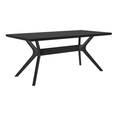 Verso 72" Black Solid Pine and Rubberwood Dining Table for Six