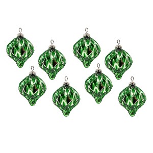 NAYSAYE Party Decoration and Accessories Glass Christmas Ball Ornaments Set of 8 for Christmas Tree Decorations, Green, 4.2"*5.1"*0.5" - 1 of 4
