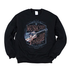 Simply Sage Market Women's Graphic Sweatshirt Nashville Flag Guitar - 1 of 2