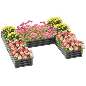 Outsunny 8 x 8' Raised Garden Bed Set, Large Steel Flower Planters for Outdoor Plants, Easy Assembly for Vegetables, Herbs - 1 of 4