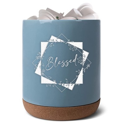 Elanze Designs Blessed Sky Blue X-Large Cork Bottom, Kitchen Counter, Ceramic Stoneware, Coffee, Tea and Hot Chocolate, Machine Brewing, K Capsule Pod