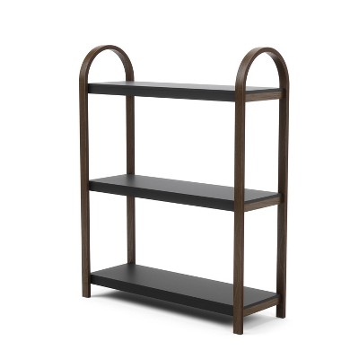 Bellwood Black/Walnut Wood Over-the-Toilet 3-Tier Bookshelf