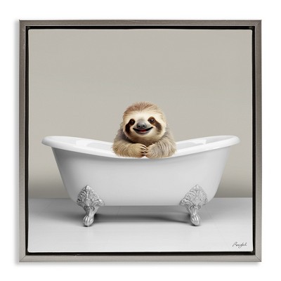 Stupell Industries Happy Sloth in Bathtub, 25" x 25"