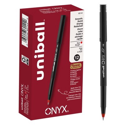 uni-ball Onyx Roller Ball Stick Dye-Based Pen Red Ink Fine Dozen 60144