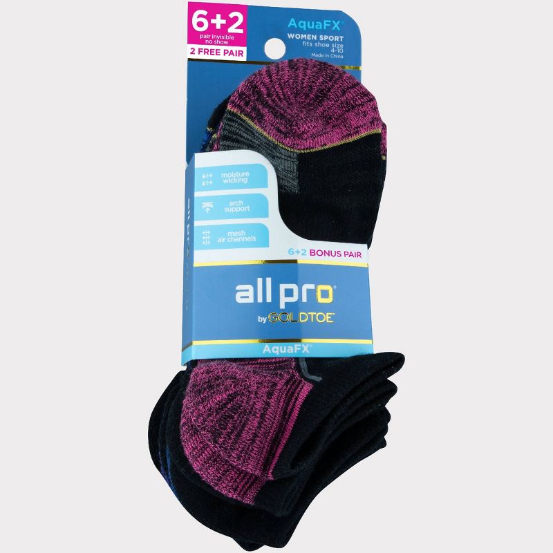 All Pro Women's Aqua FX 6+2 Bonus Pack No Show Socks - 4-10, 2 of 4