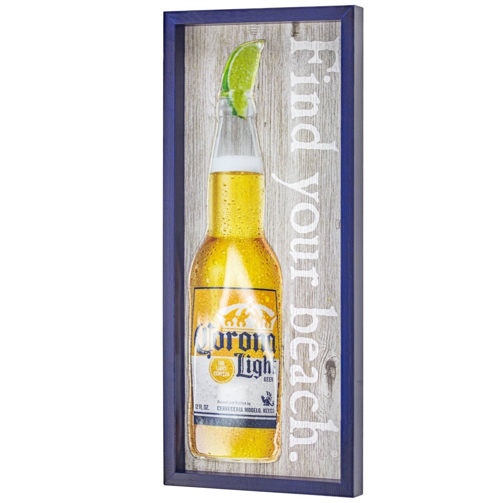 Photos - Other interior and decor Corona Light Find Your Beach Reverse Box Framed Wall Art Yellow/Navy Blue