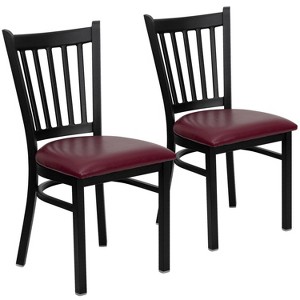 Emma and Oliver 2 Pack Vertical Back Metal Restaurant Chair - 1 of 4