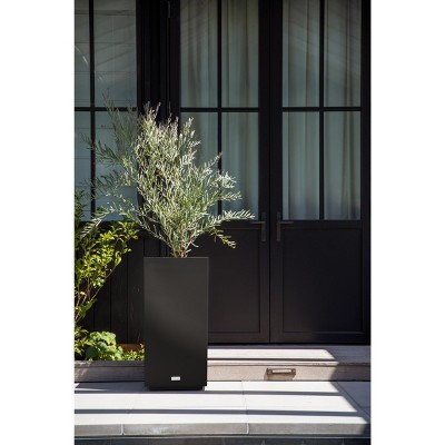Black Tall Rectangular Plastic Outdoor Planter
