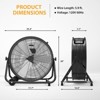 Floor Fan, Industrial Fan - 24 Inch Heavy Duty Drum Fan with 4 Speeds, Metal Air Circulator for Warehouse, Workshop, Garage, Factory, Basement - 2 of 4