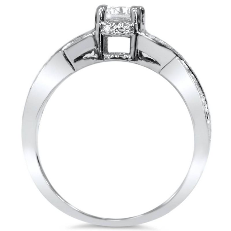 Pompeii3 1 ct Diamond Infinity Twist Engagement Ring 1/2ct Center Stone 14K White Gold, 3 of 6