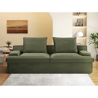 NicBex Couches for Living Room Oversized 4 Seater Couch Corduroy Fabric Upholstered Sofa Wide Armrests Compressed Sofa in a Box, No Assembly