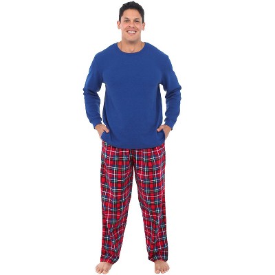 Alexander Del Rossa Mens Flannel Pajamas, Thermal Knit Top Cotton Pj Set