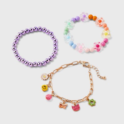 Girls' 5pk Mixed Bracelet Set With Stone And Heart Charms - Art Class™ :  Target