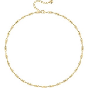 18K Gold Plated Paperclip Choker with Freshwater Cultured Pearl Pendant, Dainty Satellite Chain Necklace - 1 of 4
