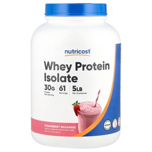 Nutricost Whey Protein Isolate, Strawberry Milkshake, 5 lb (2,268 g) - 1 of 2