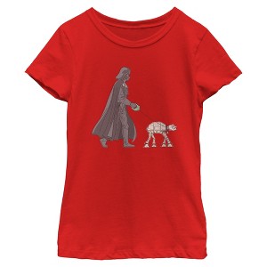 Girls Star Wars Darth Vader AT-AT Walking the Dog T Shirt - 1 of 4