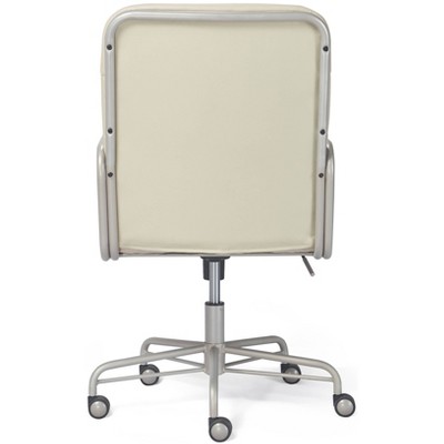 Ivory White Executive Leather Swivel Chair with Metal Frame