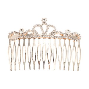 Unique Bargains Women's Rhinestone Hair Insert Comb Gold Tone 1 Pc - 1 of 3