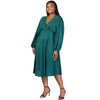 24seven Comfort Apparel Plus Size Shimmer Pleated V Neck Empire Waist Bishop Sleeve Midi Dress - 2 of 3