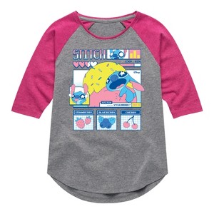 Girls' - Disney - Stitch Food Kawaii Shirt Tail Raglan Graphic T-shirt - 1 of 3