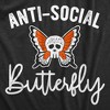 Womens Anti-Social Butterfly Tshirt Funny Introvert Skull Tee - Crazy Dog Women's T Shirt - image 2 of 4