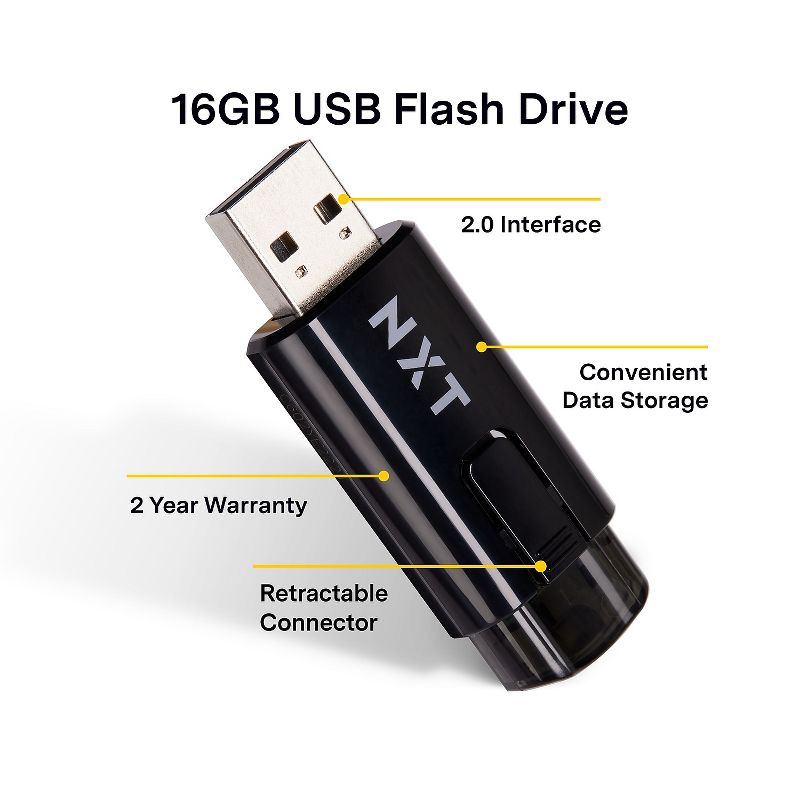NXT Technologies 16GB USB 2.0 Type-A Flash Drive Black (NX61118), 3 of 6